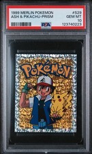 1999 Ash & Pikachu PSA 10 *LOW POP* Merlin Sticker Pokemon Prism S29 picture