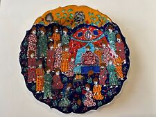 Vintage Turkish Ottoman Handmade & Painted Ceramic Plate, 12 1/4