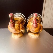 Vintage Napcoware Thanksgiving Turkey Ceramic Creamer And Sugar Bowl Set picture