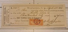 1899 Hobbs Bros Carriage Makers Double Stamps Check Binghamton NY picture