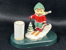 VTG  Santa’s Favorites Plastic Christmas Toothpick Holder Boy Downhill Skiing picture