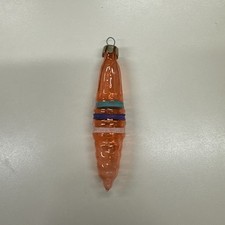 Vintage Skinny Torpedo Teardrop Stripe Glass Christmas Ornament Unsilvered 4” picture