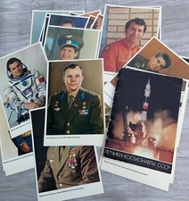CCCP Vintage Soviet Photo Сards Astronaut USSR 80s Space Gagarin Full SET 50pc. picture
