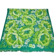 Vintage Fieldcrest Green Floral With Fringe Cotton Bath Towels picture