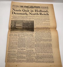 Rare Vintage May 5 1945 Stars And Stripes Newspaper Nazis Quit Holland Denmark picture