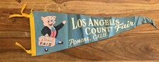 Vintage Los Angeles County Fair Pomona Calif Felt Pennant Pig Mascot picture
