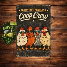 What a Fuster Cluck Chicken Sign Funny Farmhouse Metal Tin Wall Plaque picture