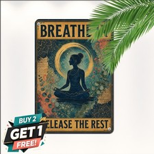 Let That Stuff Go Yoga Meditation Skeleton Retro Metal Tin Sign Wall Art picture