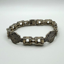 Harley Davidson 925 Sterling Silver Motorcycle Chain Bracelet Heavy 70g 9in picture