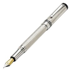 Xezo Tribune 925 Sterling Silver Med Fountain Pen, Platinum Plated. Handmade, LE picture