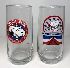 2 Vintage Snoopy Peanuts Vote For The American Beagle Back The Beagle Glasses picture