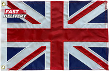Homissor British Flag 12X18 Union Jack England Boat Flags Embroidered Sewn Strip picture