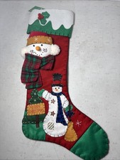 Vtg Snowman Christmas 3D Stocking picture