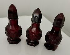 Avon 1876 Salt and Pepper Shakers Ruby Red Cape Cod Set 3 Total Shakers Vintage picture