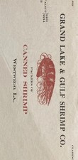 Grand Lake & Gulf Shrimp Co Westwego LA Billhead Packers Of Canned Shrimp picture
