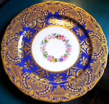 ANTIQUE BLUE Wm Guerin Co LIMOGES FRANCE Gold Lace Moriage Floral 1890 PLATE 11