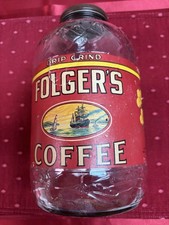 Vintage Folgers Coffee Jar Two Pounds Net w/ paper label               #493 picture