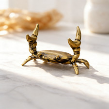 Handmade Brass Crab Pen Holder Nautical Coastal Desk Accessory Home Decor Gift picture