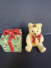 Fitz and Floyd 2003 Teddy’s Christmas Gift Salt and Pepper Shakers picture