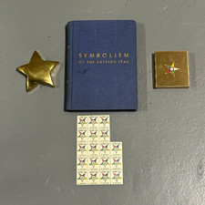 Order of the Eastern Star 1956 Lot w/ Book, Pins, Stickers/Labels, Compact picture