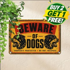 Beware Of Rottweiler Dogs Sign Security Guard Outdoor Metal Decor Plaque 8x12 picture