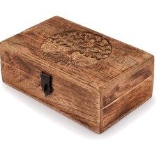 Elegant Handmade Mango Wood Keepsake Box with Tree of Life Engraving - 8