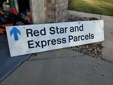 c.1960s Original Vintage Red Star Express Parcels Sign Metal European Mail USPS picture