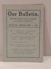 1904 Bluffton, IN First Methodist Episcopal Church Bulletin Ephemera Genealology picture
