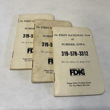 Vintage First National Bank Sumner, Iowa Bank Book 4” X 3” Size Unused Lot Of 3 picture