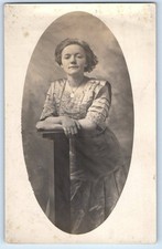 c1910's Woman Fashion Dress Studio Portraiy RPPC Photo Unposted Antique Postcard picture