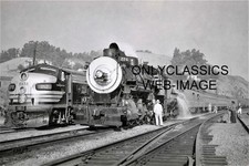 1957 SOUTHERN PACIFIC #224 STEAM LOCOMOTIVE #52 DIESEL TRAIN 8x12 PHOTO RAILROAD picture