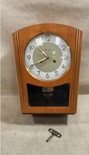 vintage German Jauch Working wooden mechanical wall Clock With Key picture