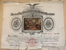 1918 MEMBER OF AMERICAN FLAG BETSY ROSS MEMORIAL ASSOCIATION CERTIFICATE picture
