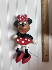 Vtg Hand Carved Wood Minnie Mouse Marionette Puppet Disney Jointed Figure⁠ picture