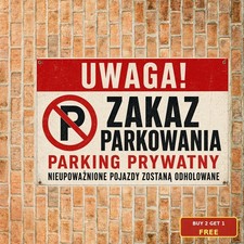 Retro Polish Themed Metal Sign Heavy Duty Parking Garage Decor 8x12 picture