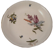 Mid Antique 18thC Meissen Porcelain Woodcut Flowers Saucer Porzellan Untertasse picture