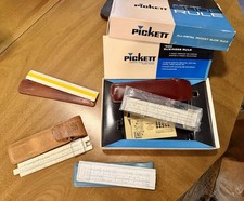 NEW VTG Pickett Model N400 Pocket Slide Rule All Metal Orig Case & Box + 3 Extra picture