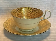 Vintage Aynsley Tea Cup and Saucer Yellow & White with Gold Floral picture