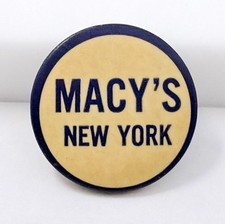Vintage Macy's New York Pinback Button 1950s Phila Badge Co Advertising Sign Pin picture