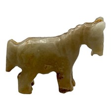 Vtg Carved Mini Horse Burro Donkey Figurine Small Tan Marbled Onyx 2.5