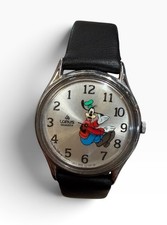Vintage 1990s Disney Lorus Backwards Goofy Watch New Battery & New Leather Band picture