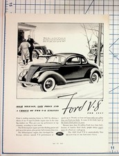 1937 Ford V-8 LIFE Magazine Ad Classic Car Ephemera Original Print picture