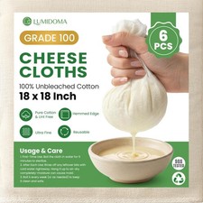 6Pcs Cheese Cloths for Straining 18x18 Inch, Grade 100 Reusable Cheesecloth for picture