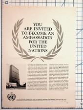 Vintage 1950s UN Advertisement United Nations New York Ephemera Magazine Page picture