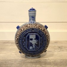 Antique Salt Glazed Ceramic Flask Hans Baer Relief Battle of Marignano 1515 READ picture