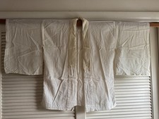 Japanese Linen and Satin Sleeve Haori Jacket Kimono Coat, Vintage, MCM picture