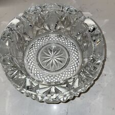 Vintage Cigarette Ashtray Heavy Crystal Clear Cut Etched Glass Heavy Over 2 Lb picture