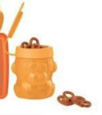 Tupperware Max the MONKEY Snack Container w/ Flip Open Seal Papaya Orange New picture