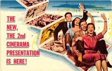 Cinerama Holiday Postcard 1955 Ambassador Theatre St. Louis Ad picture