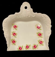 VTG Porcelain 6x6 Crumb Tray Dustpan Wall Hanging Hand painted Floral picture